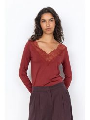 Soyaconcept Koszulka "Marica" w kolorze ceglanym rozmiar: XL. Brązowe bluzki damskie Soyaconcept, xl, bez wzorów, z koronki, bez kołnierzyka, bez ramiączek. Za 134.95 zł.