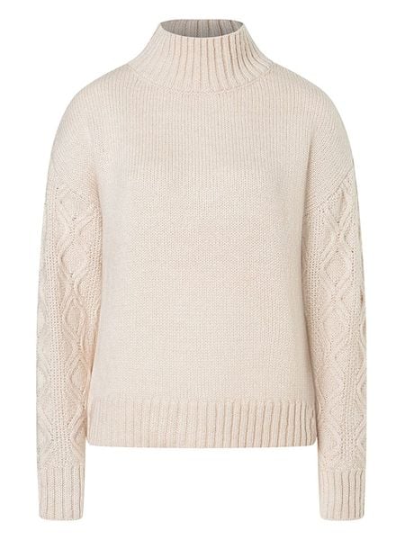 More & More Sweter w kolorze beżowym rozmiar: 36. Brązowe golfy damskie MORE & MORE, bez wzorów, ze splotem, bez ramiączek. Za 86.99 zł.