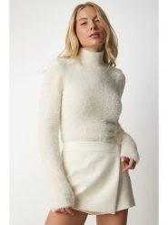 Happiness Istanbul Sweter w kolorze kremowym rozmiar: S/M. Brązowe golfy damskie Happiness Istanbul, m, bez kołnierzyka. Za 95.92 zł.