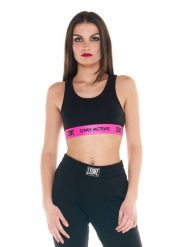 Damski top energetyczny. Czarne topy sportowe damskie LEONE 1947 APPAREL, l, bez wzorów, z bawełny, bez ramiączek. Za 42.06 zł.