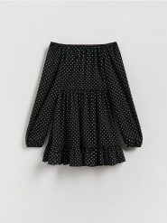 Sukienka w groszki - czarny. Czarne sukienki dziewczęce Reserved, bez wzorów, z dzianiny, bez ramiączek. Za 79.99 zł.