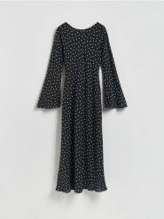Sukienka maxi w groszki - czarny. Czarne sukienki damskie Reserved, na co dzień, l, bez wzorów, z tkaniny, bez kołnierzyka, bez ramiączek, maxi, proste. Za 179.99 zł.