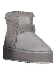 Geographical Norway Botki zimowe "Ocean" w kolorze szarym rozmiar: 36. Szare botki damskie Geographical Norway, na zimę, z materiału, bez obcasa, na platformie, bez zapięcia. Za 86.99 zł.