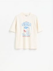 T-shirt Big Lebowski - złamana biel. T-shirty męskie Reserved, l, bez wzorów, z bawełny, bez kołnierzyka. Za 79.99 zł.
