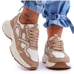 FG2 Damskie Buty Sportowe Beżowe Contiro beżowy. Brązowe buty sportowe na co dzień damskie bez wzorów, z dresówki. Za 205.59 zł.