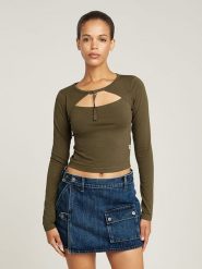 G-Star Koszulka w kolorze khaki rozmiar: L. Brązowe bluzki damskie G-Star, l, bez wzorów, z bawełny, bez kołnierzyka. Za 109.26 zł.