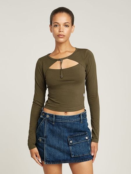 G-Star Koszulka w kolorze khaki rozmiar: L. Brązowe bluzki damskie G-Star, l, bez wzorów, z bawełny, retro, bez kołnierzyka, bez ramiączek. Za 122.38 zł.