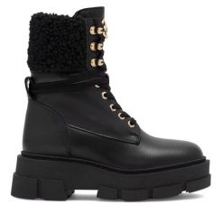 Botki Eva Minge. Czarne botki damskie Eva Minge, bez obcasa, na płaskiej podeszwie, bez zapięcia. Za 479.99 zł.