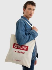 Torba bawełniana unisex GdaŅsk 102. Białe torebki klasyczne damskie Big Star, z aplikacjami, z bawełny, z nadrukiem, bez dodatków. Za 4.99 zł.
