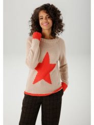 Aniston Sweter w kolorze beżowym rozmiar: 38. Brązowe swetry klasyczne damskie Aniston, ze splotem, bez kołnierzyka. Za 73.93 zł.