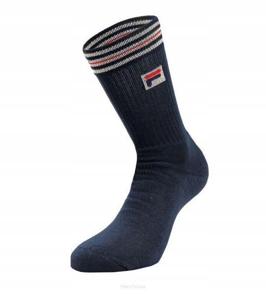 Skarpety tenisowe Fila Heritage Sport 1P. Niebieskie skarpetki damskie Fila, bez wzorów, z elastanu. Za 29.00 zł.