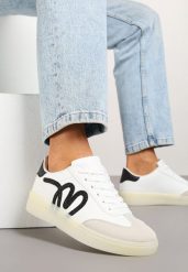 Białe Sneakersy Klasyczne Tenisówki z Abstrakcyjną Aplikacją Ailinne. Białe trampki i tenisówki damskie Renee, z aplikacjami, z jeansu. Za 74.99 zł.