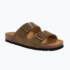 Klapki damskie Scholl Josephine Suede. Zielone klapki damskie Scholl, bez wzorów, z materiału, bez obcasa. Za 409.99 zł.
