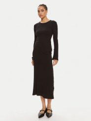 Bruuns Bazaar Sukienka dzianinowa Elliana BBW3979 Czarny Regular Fit. Czarne sukienki damskie Bruuns Bazaar, xs, bez wzorów, z dzianiny, bez kołnierzyka, bez ramiączek. Za 229.99 zł.