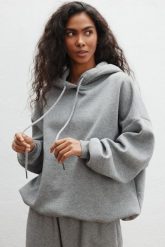 Bluza typu oversize z ociepleniem w kolorze GREY MELANGE - AMBERLY. Szare bluzy sportowe damskie Marsala, m, z bawełny. Za 299.90 zł.