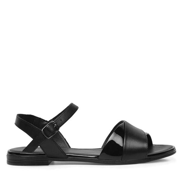 Sandały Lasocki. Czarne sandały damskie Lasocki, bez wzorów, bez obcasa, na płaskiej podeszwie. Za 99.99 zł.