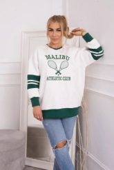 Bluza ocieplana Malibu ecru+ ciemno zielony. Zielone bluzy bez kaptura damskie KESI, l, z bawełny. Za 218.51 zł.