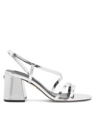 Nine West Sandały WFA2642-1 Srebrny. Szare sandały damskie Nine West, bez wzorów, z syntetyku, bez obcasa, na słupku. Za 199.99 zł.