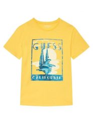 Guess T-Shirt L6GI10 K8HM4 Żółty Regular Fit. Żółte t-shirty chłopięce Guess, z aplikacjami, z bawełny, bez ramiączek. Za 119.99 zł.