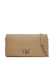 Calvin Klein Torebka Ck Mini Chain Bag K60K612806 Beżowy. Brązowe torebki klasyczne damskie CALVIN KLEIN, bez wzorów, ze skóry, wizytowe, bez kołnierzyka, bez ramiączek. Za 289.99 zł.