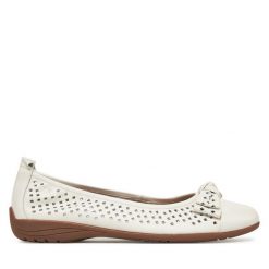 Baleriny Josef Seibel. Białe baleriny damskie Josef Seibel, bez wzorów, bez obcasa. Za 249.99 zł.