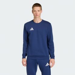Bluza Entrada26. Niebieskie bluzy bez kaptura męskie Adidas, z bawełny. Za 134.99 zł.