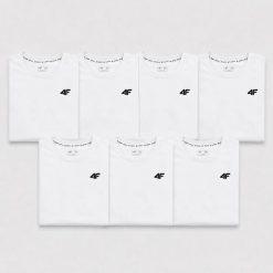KOMPLET KOSZULEK MĘSKICH 4F ZESTAW 7 SZTUK T-SHIRT L TTSHM3341 BIAŁY. Białe t-shirty męskie 4f, l, bez wzorów, z bawełny, bez kołnierzyka. Za 349.93 zł.
