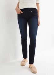 Dżinsy Straight, mid waist, super stretch, z wygodnym paskiem. Niebieskie jeansy damskie bonprix. Za 117.99 zł.