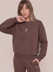 Bluza crewneck z motywem misia - brązowy. Brązowe bluzy bez kaptura damskie Sinsay, l. Za 39.99 zł.