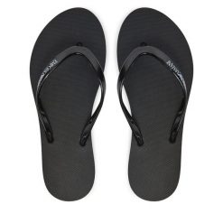 Japonki Emporio Armani. Czarne klapki damskie Emporio Armani, bez wzorów, bez obcasa. Za 229.99 zł.