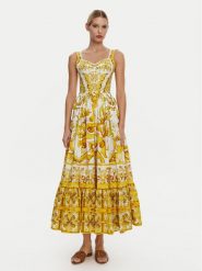 Dolce&Gabbana Sukienka letnia F6AEIT HH5A1 Żółty Regular Fit. Żółte sukienki damskie Dolce&Gabbana, na lato, bez wzorów, z bawełny, bez kołnierzyka, bez ramiączek. Za 7,559.00 zł.