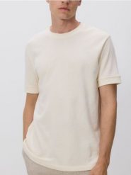 T-shirt regular z bawełny - złamana biel. T-shirty męskie Reserved, l, bez wzorów, z bawełny, bez kołnierzyka. W wyprzedaży za 49.99 zł.