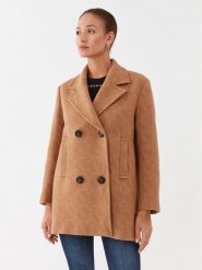 Pinko Płaszcz wełniany 101875 Y82W Brązowy Regular Fit. Brązowe płaszcze damskie Pinko, na zimę, bez wzorów, z wełny. Za 3,369.00 zł.