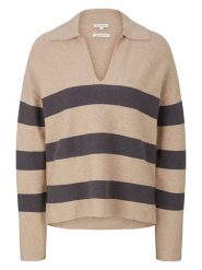 Tom Tailor Sweter w kolorze beżowo-brązowym rozmiar: L. Brązowe swetry klasyczne damskie Tom Tailor, l, z bawełny, bez kołnierzyka. Za 79.59 zł.