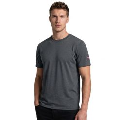 Koszulka turystyczna męska z krókim rękawem. Szare t-shirty sportowe męskie Aulp, m, z bawełny, bez ramiączek. Za 84.99 zł.