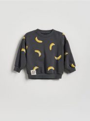 Bawełniana bluza oversize - ciemnoszary. Szare bluzy i bluzki niemowlęce Reserved, bez wzorów, z bawełny, bez ramiączek, bez kaptura. Za 39.99 zł.