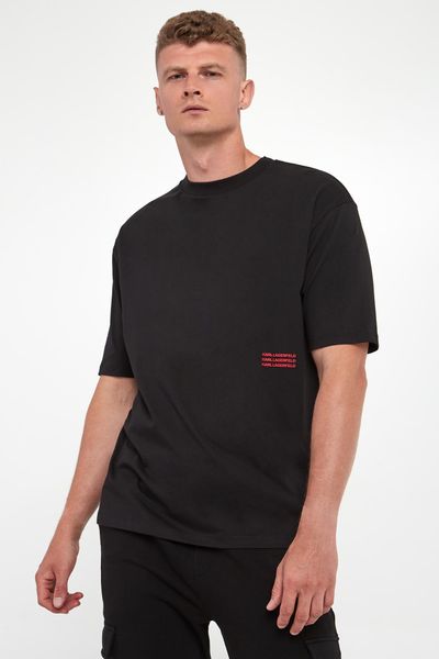 T-shirt męski z logo KARL LAGERFELD. T-shirty męskie Karl Lagerfeld, l, bez wzorów, bez kołnierzyka. W wyprzedaży za 272.35 zł.