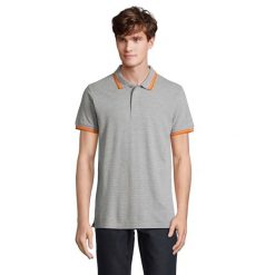 Męska Koszulka Polo Pasadena Melange. Niebieskie koszulki polo męskie SOL'S, m, bez wzorów, prążkowane, bez ramiączek. Za 95.99 zł.