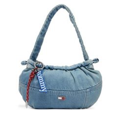 Torebka Tommy Jeans. Niebieskie torebki klasyczne damskie Tommy Jeans, bez wzorów, z denimu, bez dodatków. Za 409.99 zł.