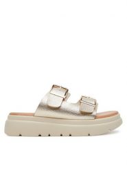 Clara Barson Klapki H3T9409-6 Złoty. Żółte klapki damskie Clara Barson, bez wzorów, z materiału, bez obcasa. Za 119.99 zł.