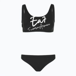 Strój kąpielowy dwuczęściowy damski EA7 Emporio Armani Maxi Logo Bikini Top. Czarne bikini damskie EA7 Emporio Armani, z aplikacjami. Za 275.99 zł.