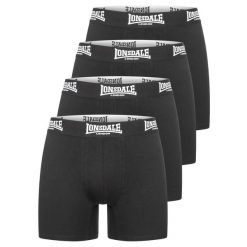 Bokserki Lonsdale West Challow (x4). Czarne bokserki męskie Lonsdale, bez wzorów, z bawełny. Za 150.50 zł.
