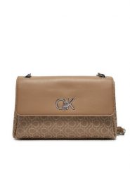 Calvin Klein Torebka Re-Lock Conv Shoulder Bag_Jqc K60K612641 Beżowy. Brązowe torebki klasyczne damskie CALVIN KLEIN, bez wzorów, z materiału, bez dodatków. Za 579.99 zł.