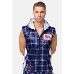 Kurtka Lonsdale Clutton. Czerwone kurtki męskie Lonsdale, bez wzorów, z satyny, sportowe, z kapturem. Za 348.50 zł.