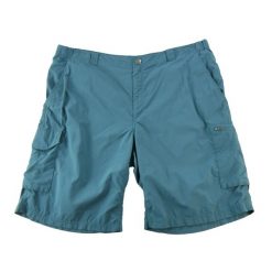Second life - Columbia krótkie spodenki męskie Omni-Shade cargo - Jak nowy. Niebieskie szorty męskie Columbia, z materiału, bez kołnierzyka. Za 106.46 zł.