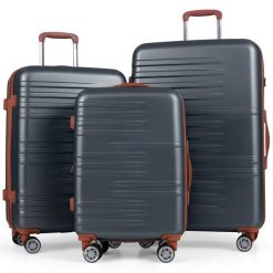 Zestaw 3 walizek podróżnych na kółkach. Brązowe walizki Costway, bez wzorów, z materiału. Za 446.00 zł.