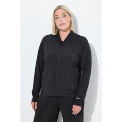 Damskie Bluza dresowa funkcyjna stójka otwór na kciuk z recyklingu. Czarne bluzy bez kaptura damskie Ulla Popken, plus size, z dresówki. Za 279.99 zł.