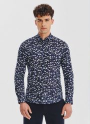 PAKO LORENTE - Bawełniana koszula w kwiaty. Koszule męskie Pako Lorente, na jesień, m, bez wzorów, z bawełny, bez kołnierzyka, bez ramiączek. Za 149.99 zł.