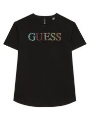 Guess T-Shirt J6GI33 J1314 Czarny Regular Fit. Czarne koszulki dziewczęce Guess, z aplikacjami, z bawełny, bez ramiączek. Za 134.99 zł.