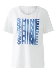 Oui Koszulka w kolorze białym rozmiar: 36. Białe bluzki damskie Oui, bez wzorów, z bawełny, bez kołnierzyka, bez ramiączek. Za 86.99 zł.